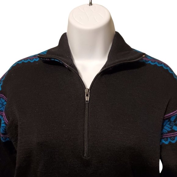DEMETRE Pure Virgin Wool Black Aztec Trim Sweater Size M - Picture 4 of 8